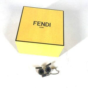 Auth FENDI monster Accessories Brooch Metal Silver/Black